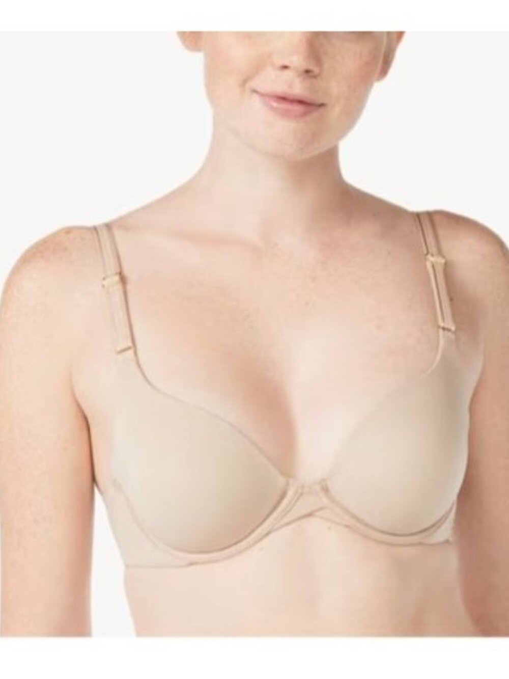 Joyspun Womens Beige Nude T-Shirt Bra 42C Racerback Underwire Padded Contour